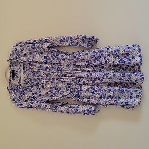 Eclair Long Sleeve Tiered Skirt Smocked Waist Dress Purple Blue‎ Small